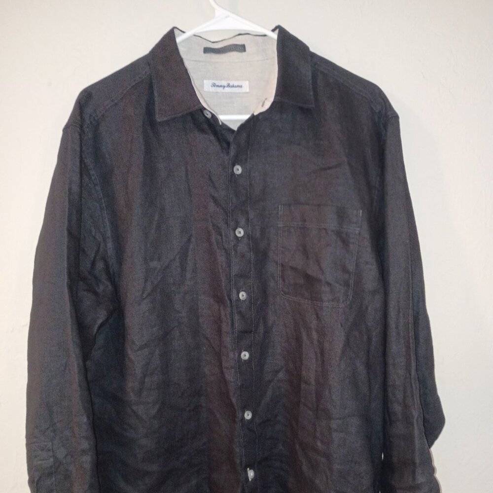 Tommy Bahama Men’s 100% Linen Long Sleeve Shirt – Size Medium – Embroidered Back